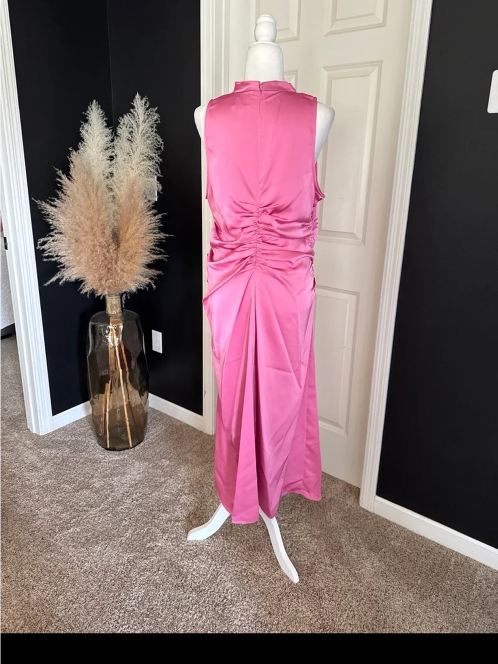 NWT Parker The Ayla Satin ruched Midi Dress in Pink size 16 - Picture 8 of 12